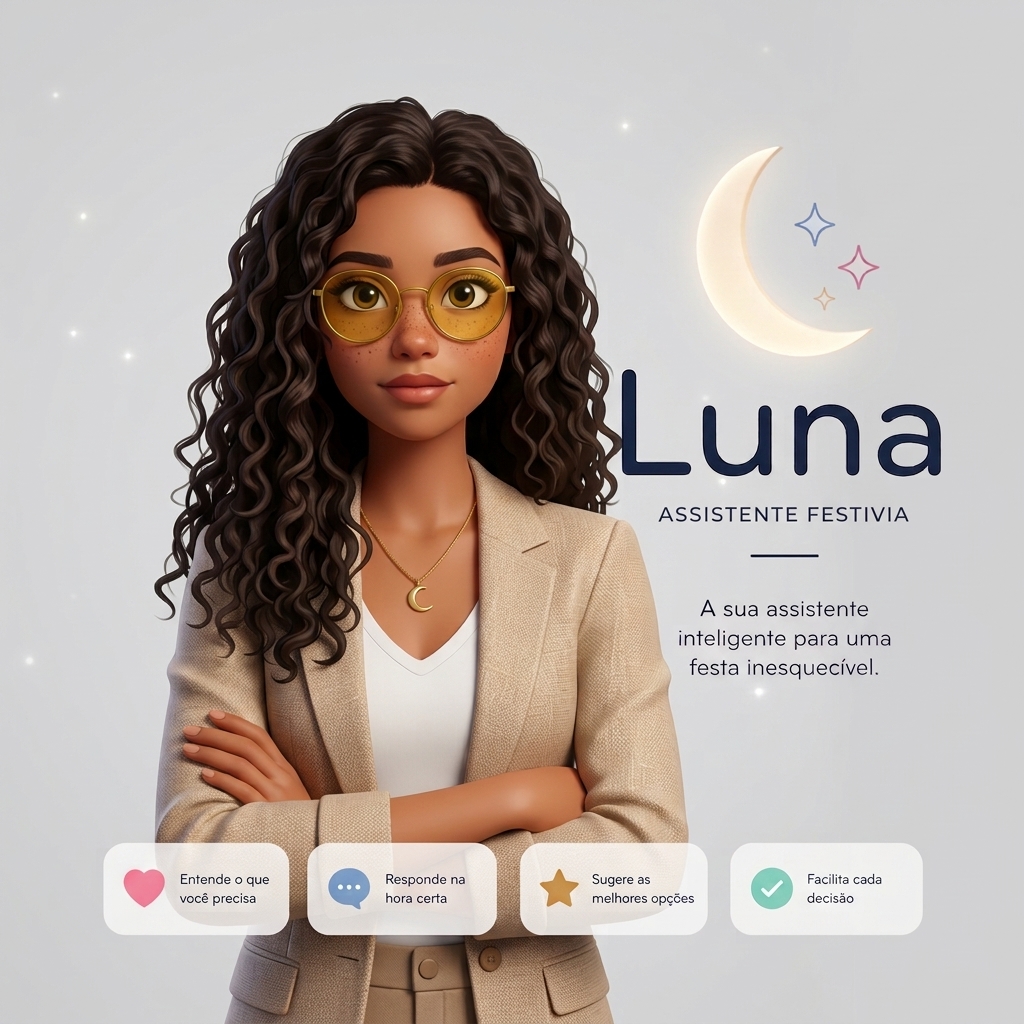 Luna, a assistente inteligente do Festivia, a apresentar-se